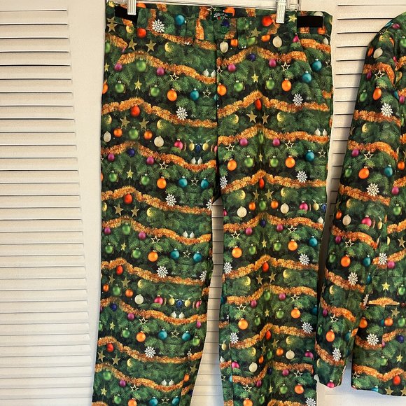 Mens LIFE OF THE PARTY Sz M Multi-Color Christmas Tree Jacket and Pants Suit FUN - Picture 7 of 13